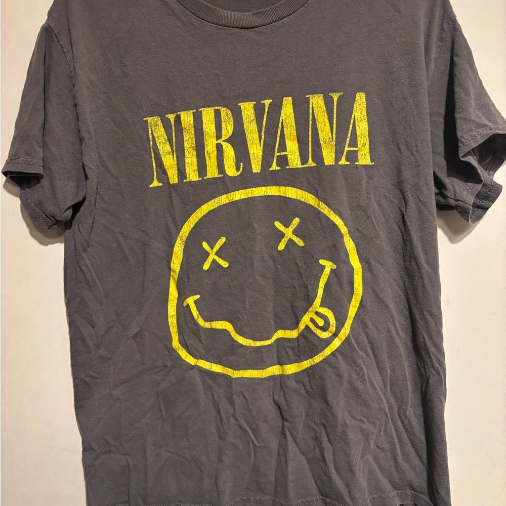 Nirvana Gray T-Shirt with Yellow Graphic